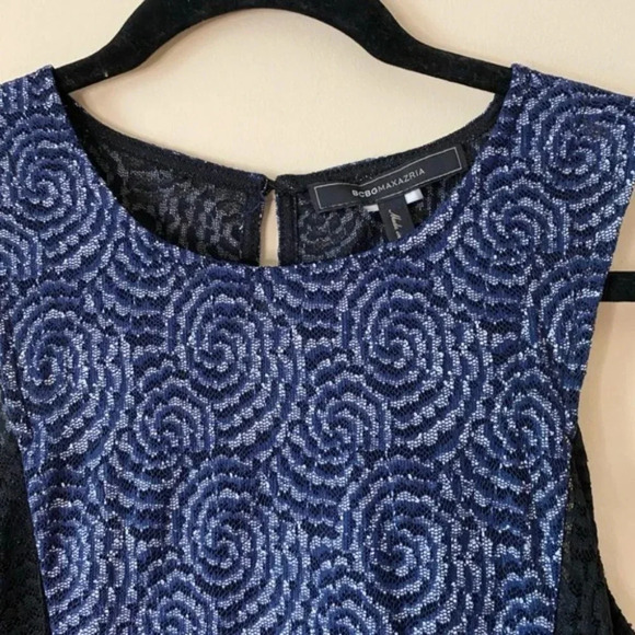BCBGMAXAZRIA Seren Lace Peplum Contrast Top XS - Picture 6 of 6